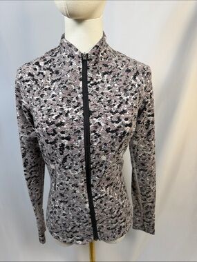 NWOT ATHLETA Zip-Front animal Printed Jacket in Gray,Pink and Black